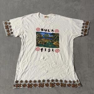 Vintage Bula Fiji T-Shirt Sz 42 Fly Dragon Tribal Border Island Tee Rare Men’s